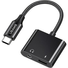 Usams Adapter USB Usams USAMS AU15 Adapter USB-C - jack 3.5m DAC + USB-C PD60W czarny/black SJ598YPTC01 (US-SJ598)