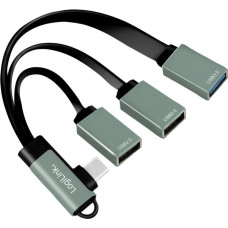 Logilink Adapter USB LogiLink LogiLink 3-portowy USB-C kątowy