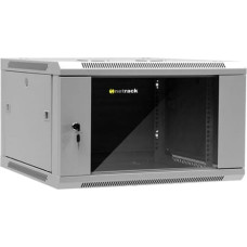 Netrack F-Line Wall/Hanging Cabinet 19'',6U/600 Mm,Grey, Glass Door, Remov. Side Pan.