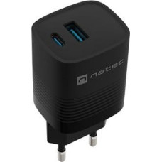 Natec Ładowarka Natec ŁADOWARKA SIECIOWA NATEC RIBERA GAN 1X USB-A + 1X USB-C 30W CZARNA