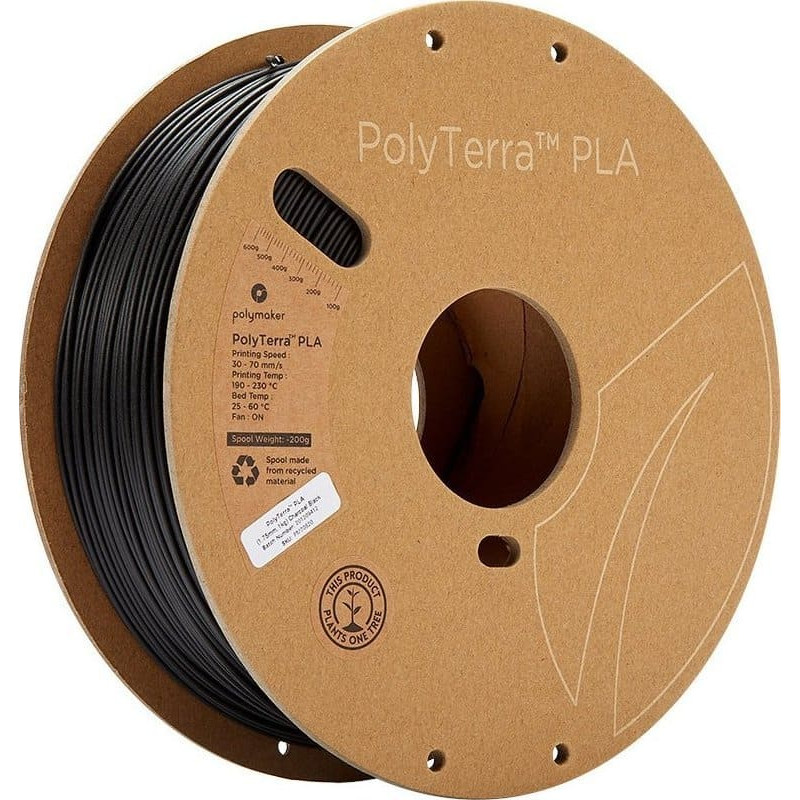 Poly Filament Polymaker PolyTerra PLA 1,75mm, 1kg - Charcoal Black}