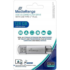 Mediarange Pendrive MediaRange MediaRange MR938 pamięć USB 128 GB USB Type-A / USB Type-C 3.2 Gen 1 (3.1 Gen 1) Srebrny