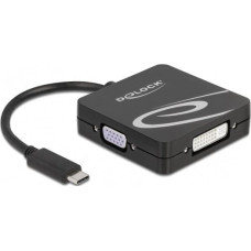 Delock USB Adapter, USB-C Stecker > VGA + HDMI + DVI + DisplayPort Buchse (schwarz, 10cm)