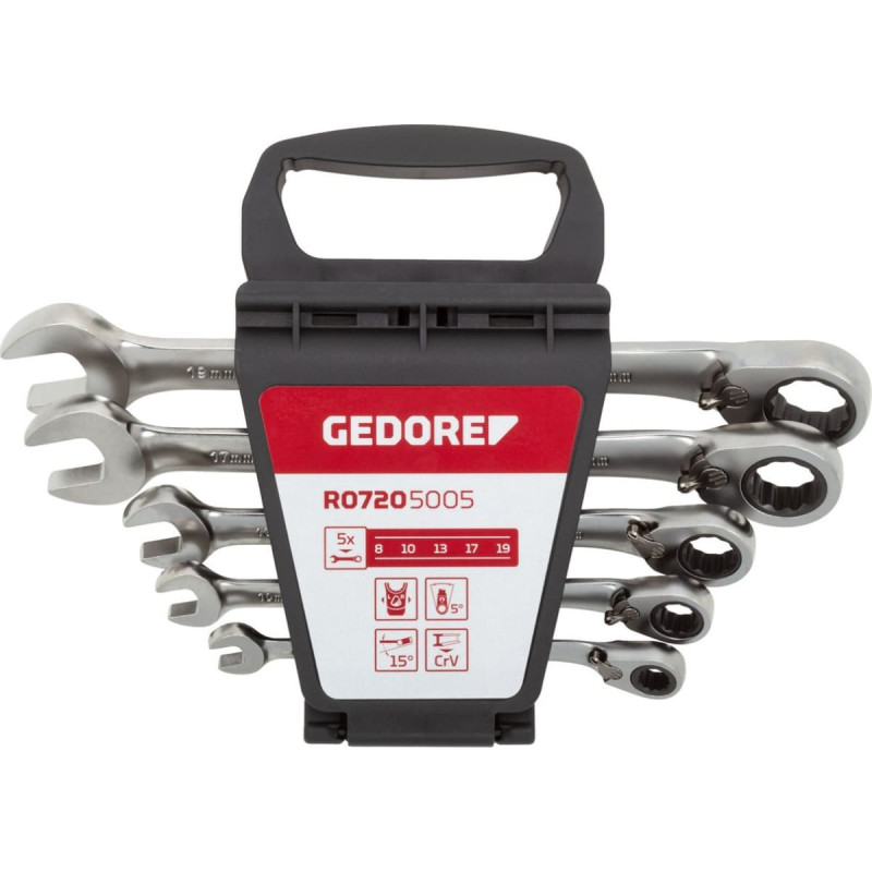 Gedore GEDORE red Combination Ratchet open-end Spanner Set  5-pieces