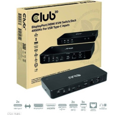 Club 3D Club3D KVM Switch 4K60Hz 2x USB-C> HDMI/DP/3xUSB/2xUSB-C/LAN retail