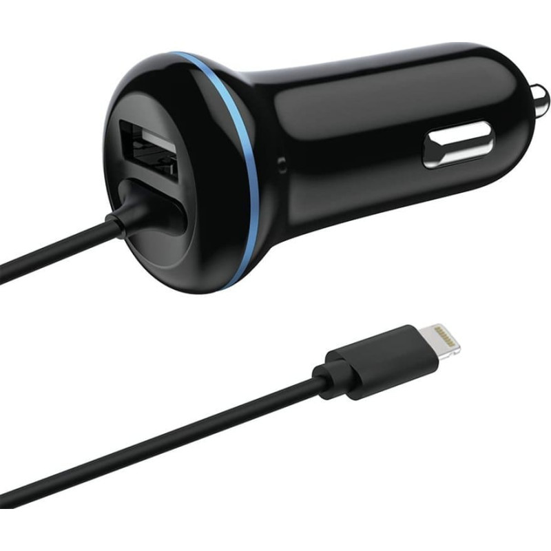 2GO Ładowarka 2GO 2GO USB-Kfz-Ladegerät 2400mA Lightning + 1x USB 1,4m schwarz