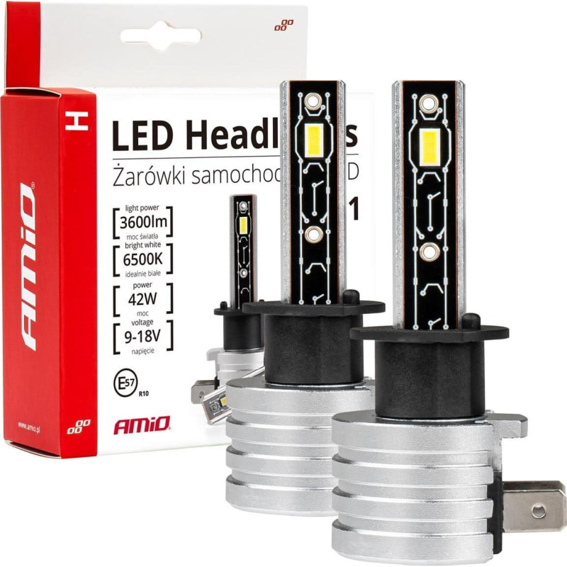 Amio Żarówki samochodowe led seria h-mini h1 6500k canbus amio-03329