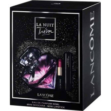 Lancome Lancme La Nuit Tresor zestaw woda perfumowana spray 50ml + L' Absolu Rouge Matte pomadka do ust 505 Attrape Coeur + Hypnose Drama mini tusz do rzęs 01 Excessive Black 2ml