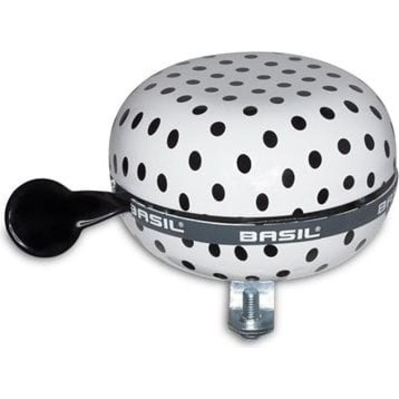 Basil Dzwonek Rowerowy BIG BELL POLKADOT 80 mm White/Black Dots (BAS-50399)