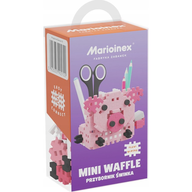 Marioinex Klocki konstrukcyjne Mini Waffle - Przybornik świnka 70 elementów