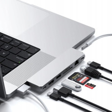 Satechi HUB USB Satechi Satechi Pro Hub max - aluminiowy Hub z podwójnym USB-C do MacBook (2x USB-C, USB-A, 4K HDMI, czytnik kart micro/SD, Ethernet, jack port) (silver)