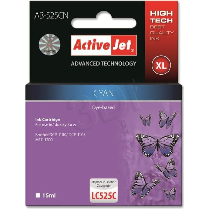 Activejet Tusz Activejet tusz AB-525CN / LC525C (cyan)