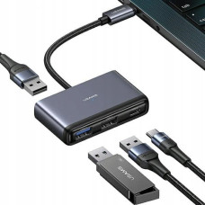 Usams HUB USB Usams Adapter USAMS US-SJ627 HUB 4w1 USB-C / 2xUSB-A 2.0,USB-A 3.0,USB-C szary/dark grey