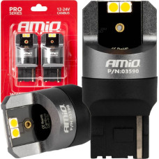 Amio Żarówki led canbus pro wy21w 4x3030 smd pomarańczowe 12v 24v amio-03590