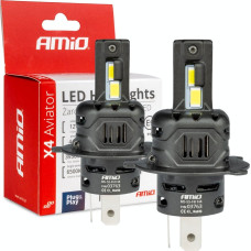 Amio Żarówki samochodowe led seria x4 aviator h4/h19 6500k canbus amio-03763