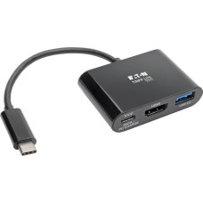 Eaton HUB USB Eaton Eaton Tripp Lite Series USB C to HDMI Adapter w/USB-A Hub and PD Charging - USB 3.1, Thunderbolt 3 Compatible, 4K x 2K @ 30 Hz, Black USB Type C, USB-C - Dockingstation - USB-C 3.1 / Thunderbolt 3 - HDMI