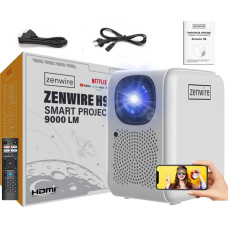 Zenwire Projektor Zenwire Projektor Rzutnik Full HD 4K 12000lm 400 Ansi WiFi 2.4/5 GHz Miracast Aircast Linux SMART TV certyfikowany Netflix Autofocus Bluetooth 5.1 36-200