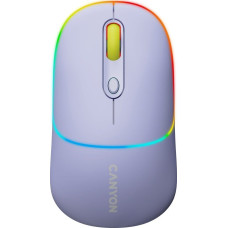 Canyon Mysz Canyon CANYON MW-22, 2 in 1 Wireless optical mouse with 4 buttons,Silent switch for right/left keys,DPI 800/1200/1600, 2 mode(BT/ 2.4GHz), 650mAh Li-poly battery,RGB backlight,Mountain lavender, cable length 0.8m, 110*62*34.2mm, 0.085kg