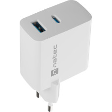 Natec Ładowarka Natec ŁADOWARKA SIECIOWA NATEC RIBERA GAN 1X USB-A + 1X USB-C 65W BIAŁA