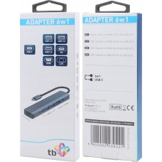 Tb Print HUB USB TB Print Adapter HUB USB C 6w1 - HDMI, USBx3, PD, RJ-45