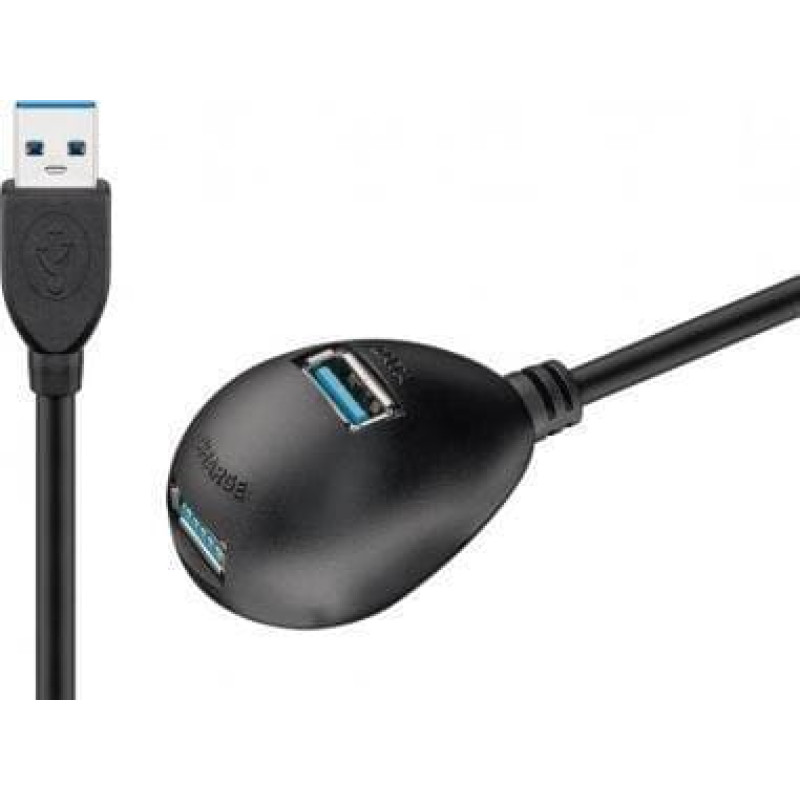 Goobay Adapter USB Goobay Przedłużacz USB 3.0 Hi-Speed z nóżką, Czarny - Długość kabla 1.5 m