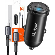 Mcdodo Ładowarka Mcdodo Ładowarka samochodowa McDodo CC-7493 z wyświetlaczem, USB-C, 5A, 65W + kabel USB-C 1m 100W (czarny)