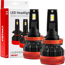 Amio Żarówki samochodowe led seria x3 h8 h9 h11 h16 6500k canbus amio-02981