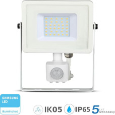 V-Tac Naświetlacz V-TAC Projektor LED 30W 2400lm 6400K Dioda SAMSUNG z czujnikiem ruchu PIR Biały IP65 459