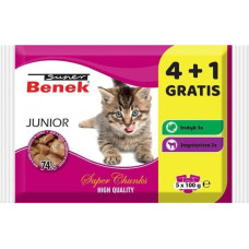 Super Benek Super Benek Junior MIX 4+1 GRATIS (5x100g) mokra karma dla dorosłych kotów, mix smaków