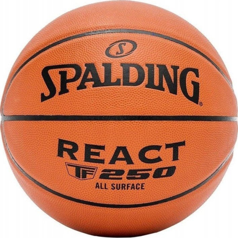 Spalding Piłka do koszykówki Spalding React TF-250 : Kolor - Brązowy, Rozmiar - 5