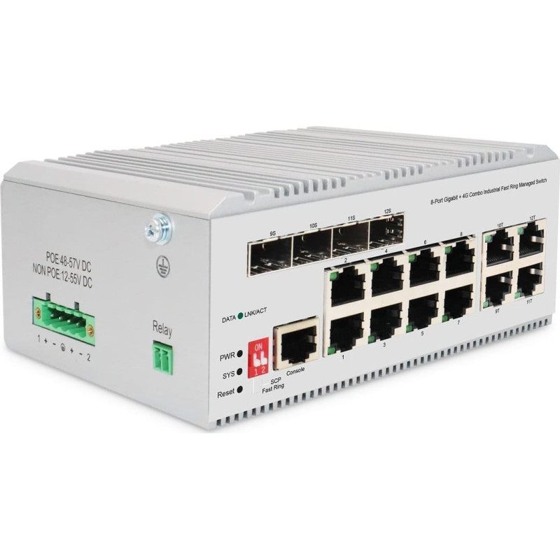 Digitus Switch Digitus DIGITUS Industrial 8+4 L2managed Gigabit Ethernet Switch 8 Port GEE RJ45 4 Port GE SFP