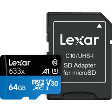 Lexar Karta Lexar 633x MicroSDXC 64 GB Class 10 UHS-I/U3 A1 V30 (LSDMI64GBB633A)