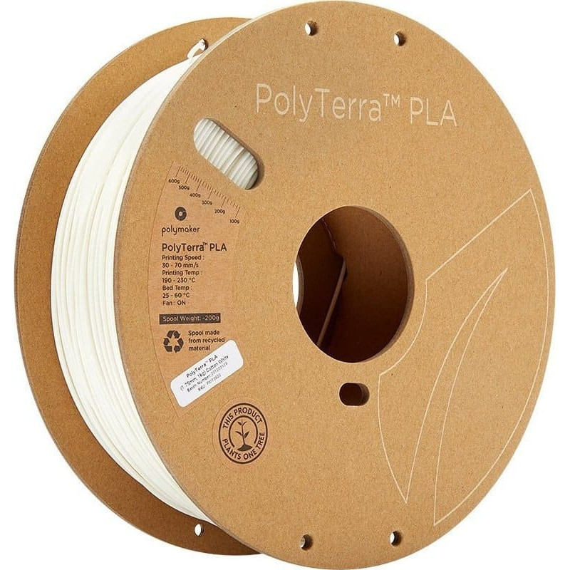 Poly Filament Polymaker PolyTerra PLA 1,75mm, 1kg - Cotton White}