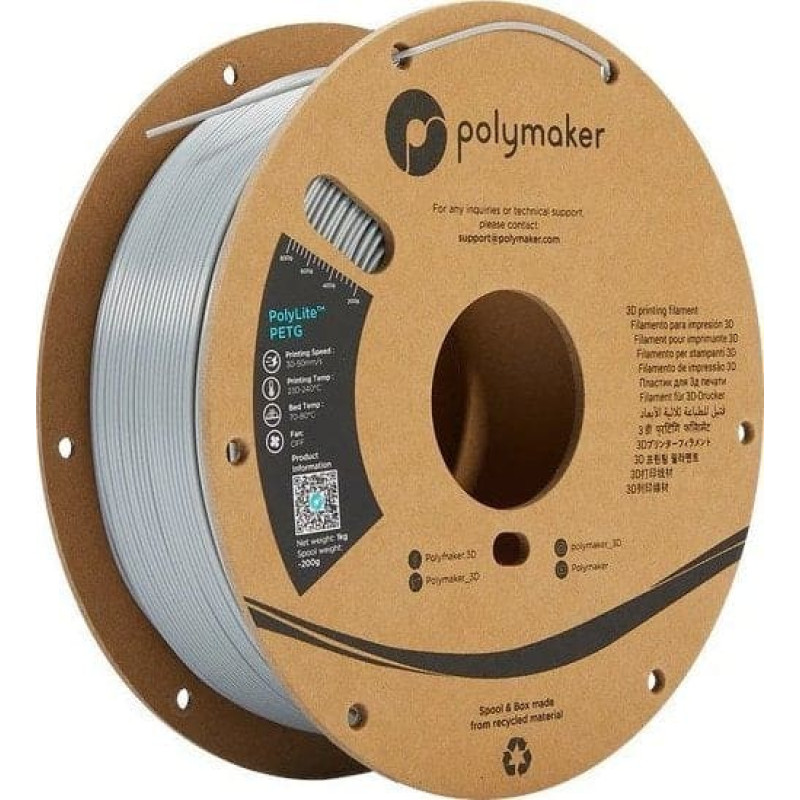 Poly Filament Polymaker PolyLite PETG 1,75mm 1kg - Grey}