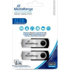 Mediarange Pendrive MediaRange MediaRange MR911-2 pamięć USB 32 GB USB Typu-A 2.0 Czarny, Srebrny