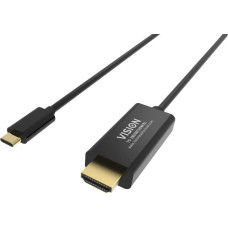 Vision VISION Professional installationstaugliches Kabel USB-C zu HDMI - 30 JAHRE GARANTIE - 4k bei 60 Hz - USB-C 3.1 (M) zu HDMI (M) - Aussendurchmesser 4,5 mm - 32 AWG - 2 m - Schwarz