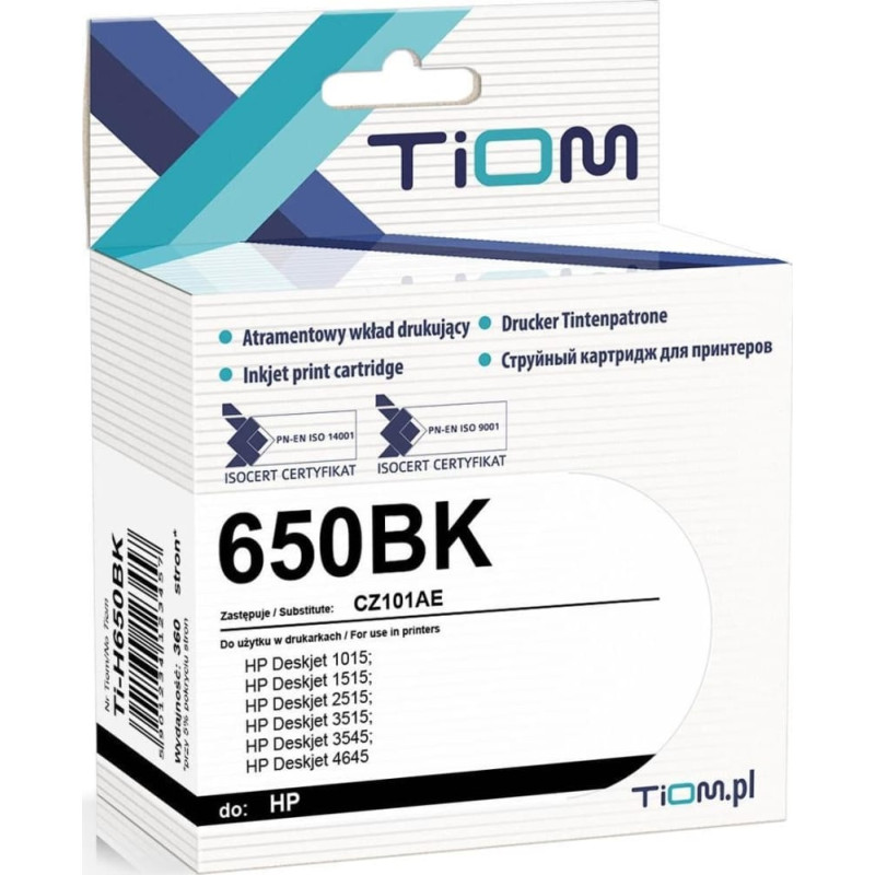 Tiom Tusz Tiom Tusz Tiom do HP 650BK | CZ101AE | 14ml | black