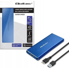 Qoltec Kieszeń Qoltec Obudowa/kieszeń Qoltec na dysk M.2 SSD | SATA | NGFF | USB 3.0 | Super speed 5Gb/s | 2TB | Niebieski