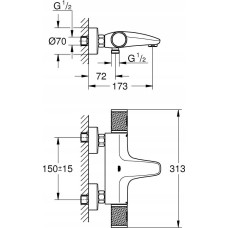 Grohe Bateria wannowa Grohe Grohe Grohtherm 1000 Performance Thermostatic Bath Valve 1/2