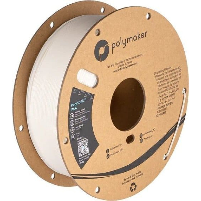 Poly Filament Polymaker PolySonic High Speed PLA 1,75mm 1kg - White}