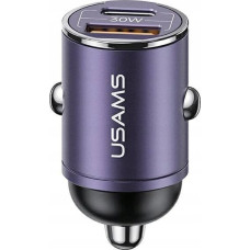 Usams Ładowarka Usams Ładowarka samochodowa USAMS C38 USB-A, USB-C 30W PD Fast Charge fioletowy/purple