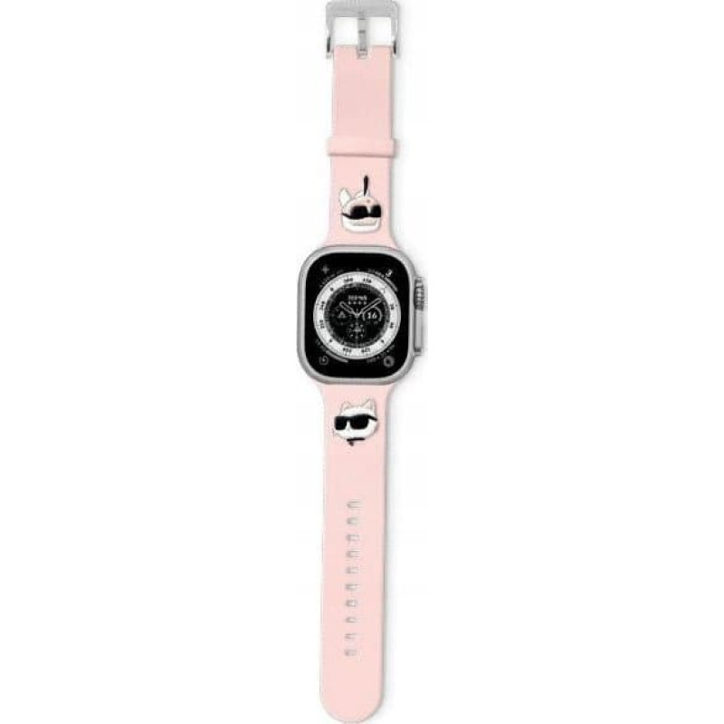 Karl Lagerfeld Pasek Karl Lagerfeld KLAWMSLKCNP Apple Watch 4/5/6/7/SE/8/9 40/41mm strap 3D Rubber Karl&Choupette Heads różowy/pink