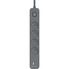 Tracer Listwa zasilająca Tracer Tracer Power Line+ 1,5 m 4 gniazd USB PD18W grafitowy