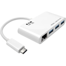 Eaton HUB USB Eaton Eaton Tripp Lite series 3-Port USB-C to USB-A Hub Portable w/ Gigabit Ethernet Port RJ45 - Hub - 3 x USB 3.1 - Desktop