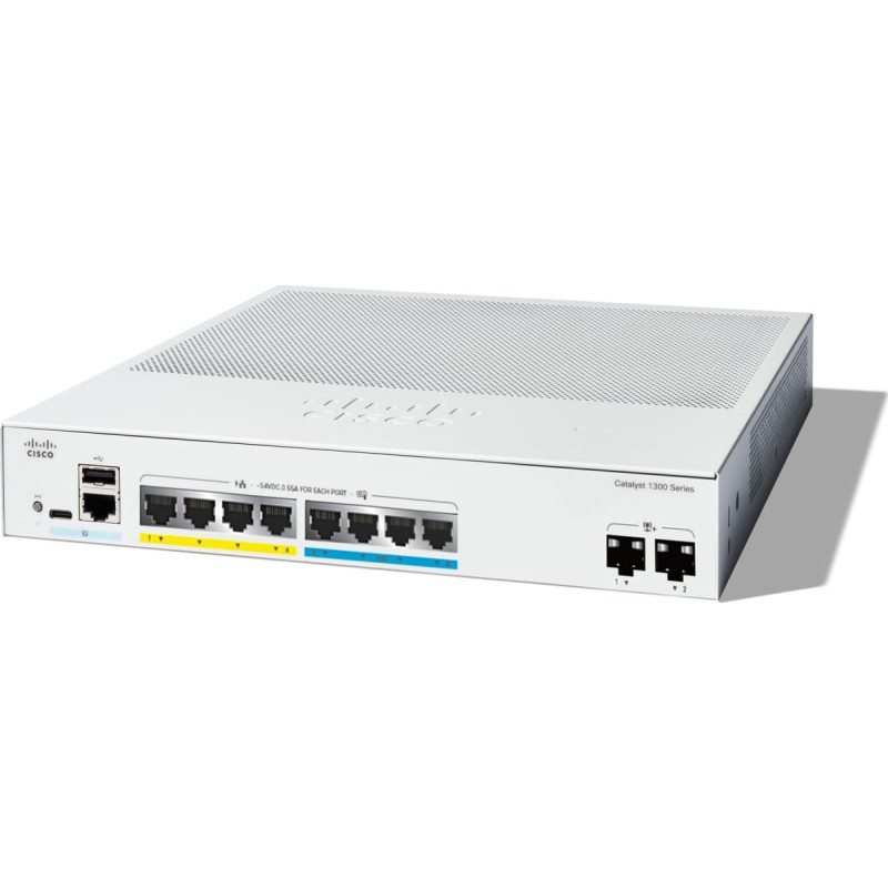 Cisco Switch Cisco Cisco Catalyst 1300-8MGP-2X - Switch - L3 - managed - 8 x 10 Gigabit Ethernet + 2 x 10 Gigabit SFP+ - an Rack montierbar - PoE+ (120 W)