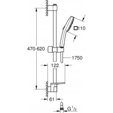 Grohe Zestaw prysznicowy Grohe Grohe zestaw z drążkiem prysznicowym, 3 strumienie Tempesta Cube 110 chrom 27576003