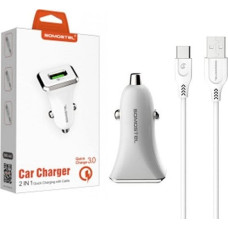 Noname Ładowarka ŁADOWARKA SAMOCHODOWA 3A + KABEL TYP-C BIAŁA SOMOSTEL 3100mAh SMS-A43 QUICK CHARGE USB-C QC 3.0