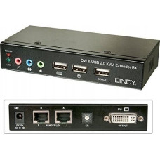 Lindy Przełącznik Lindy Ca6 KVM Extend DVI USB Audio 50m Extend DVI USB 2 50m Cat6 - 39377