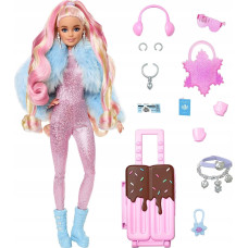 Mattel Lalka Barbie Mattel Extra Fly Zimowa w podróży z zimowymi ubrankami HPB16