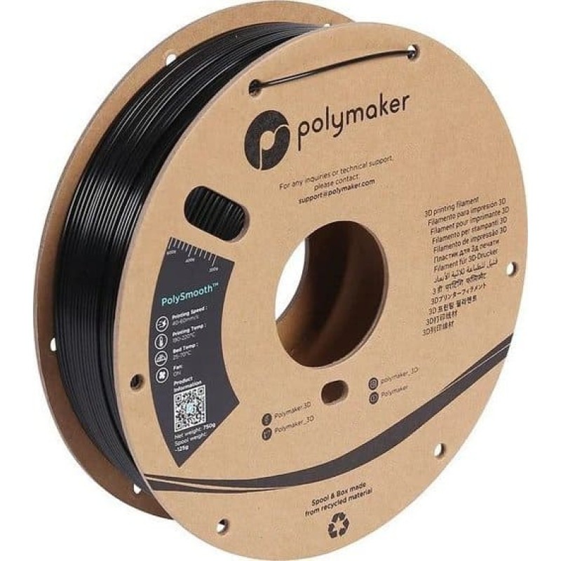 Poly Filament Polymaker PolySmooth PVB 1,75mm, 0,75kg - Black}